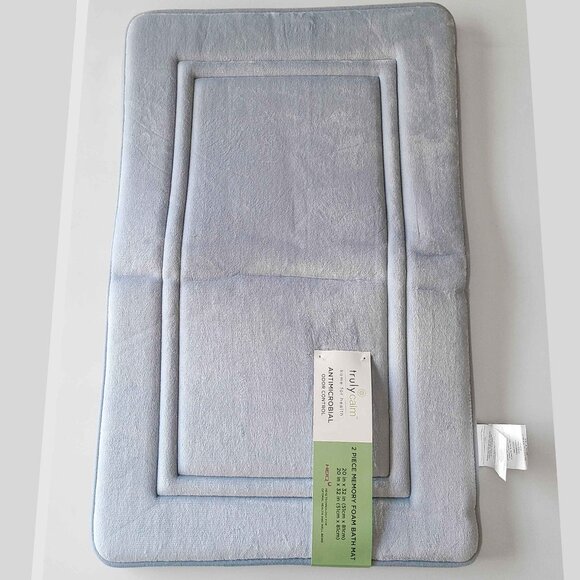 NEW!! TRULY CALM Memory Foam Bath Mats ~ 2 Pack ~ Blue - Picture 3 of 11